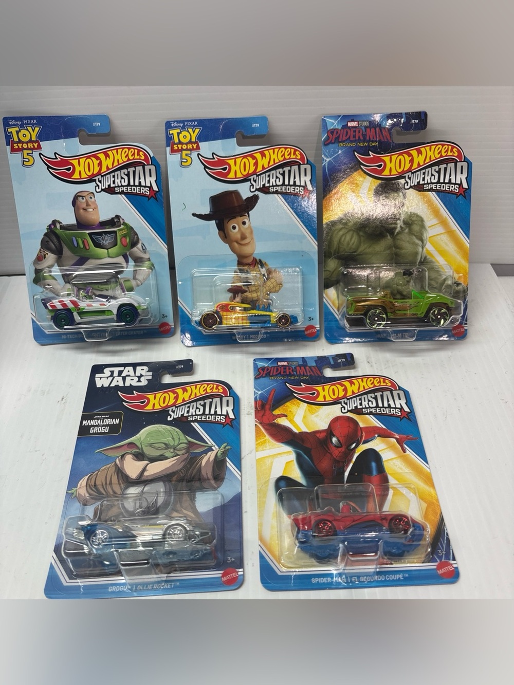 2026 Hot Wheels Superstar Speeders - Mixed Character Toy Story Hulk Spider Man